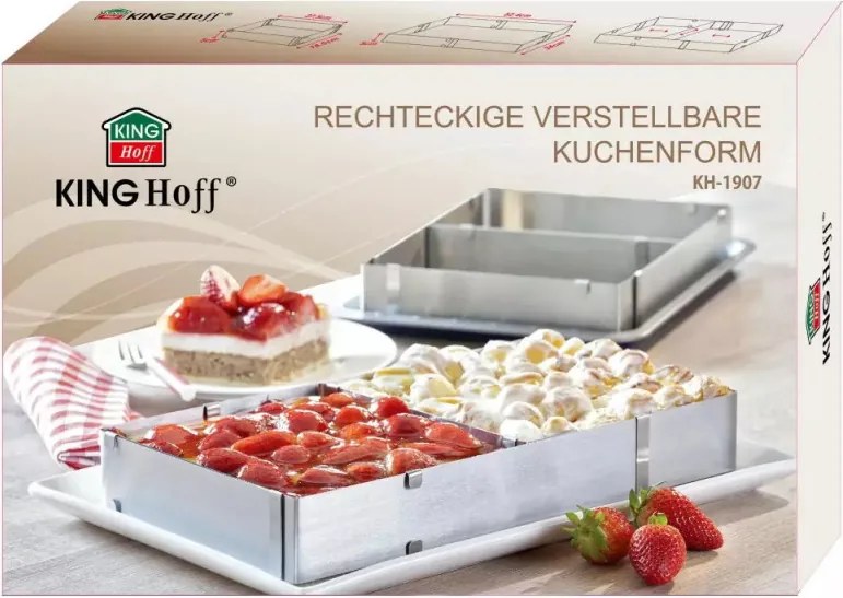 Resigilat: Forma de copt Kinghoff KH 1907, Reglabila 27,5-52,4 cm, Otel inoxidabil, Argintiu