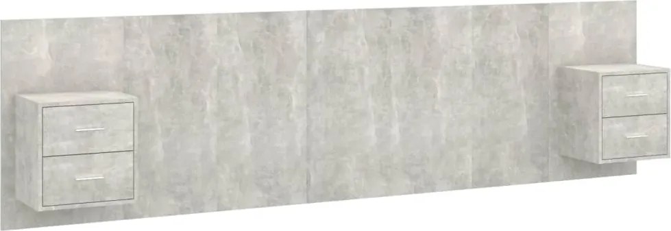 vidaXL Tăblie de pat cu dulapuri, gri beton, lemn prelucrat