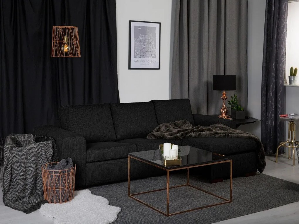 Colțar Scandinavian Choice B111Negru, 232x144x82cm, Picioare: Lemn