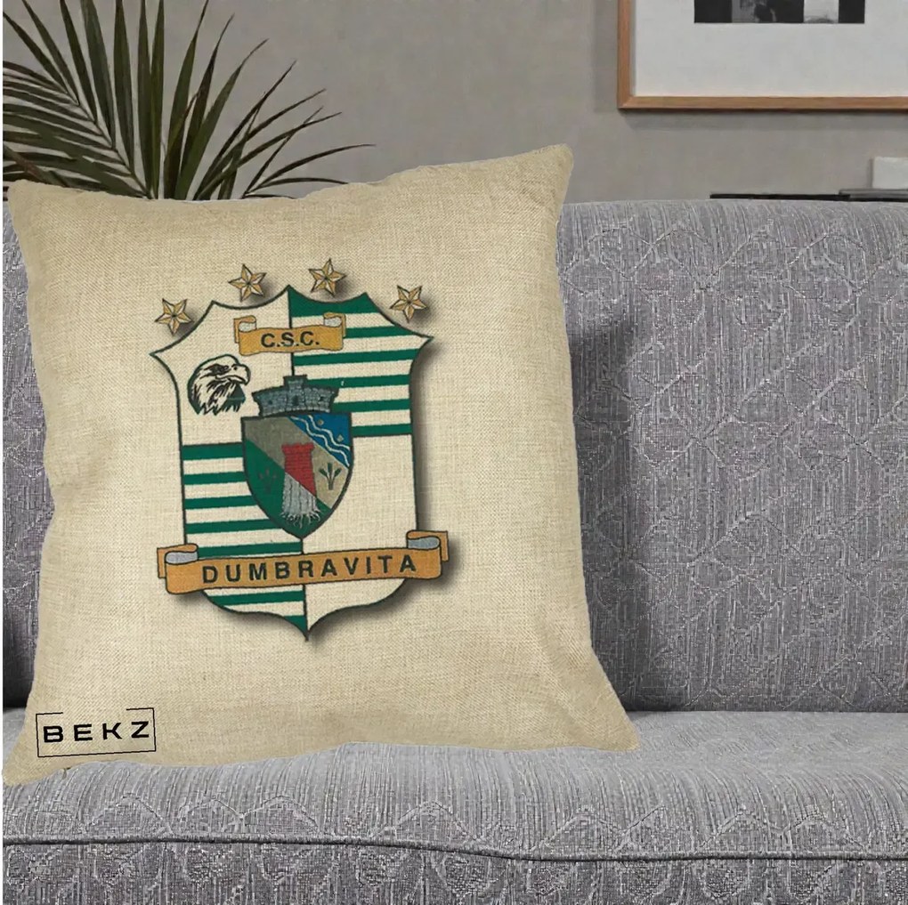 Perna Personalizata CSC Dumbravita Fotbal, 40x40 cm, Crem, Husa Detasabila, Perna Inclusa, BEKZ®