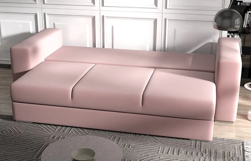 Canapea extensibilă dumonde cu ladă de depozitare si sezut confortabil din spuma high-density, Gloria Royal Roz 240x100 cm