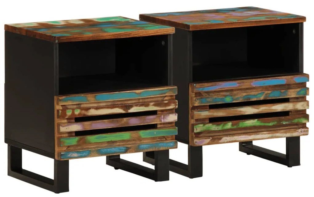 vidaXL Noptiere, 2 buc., 40x34x46 cm, lemn masiv reciclat