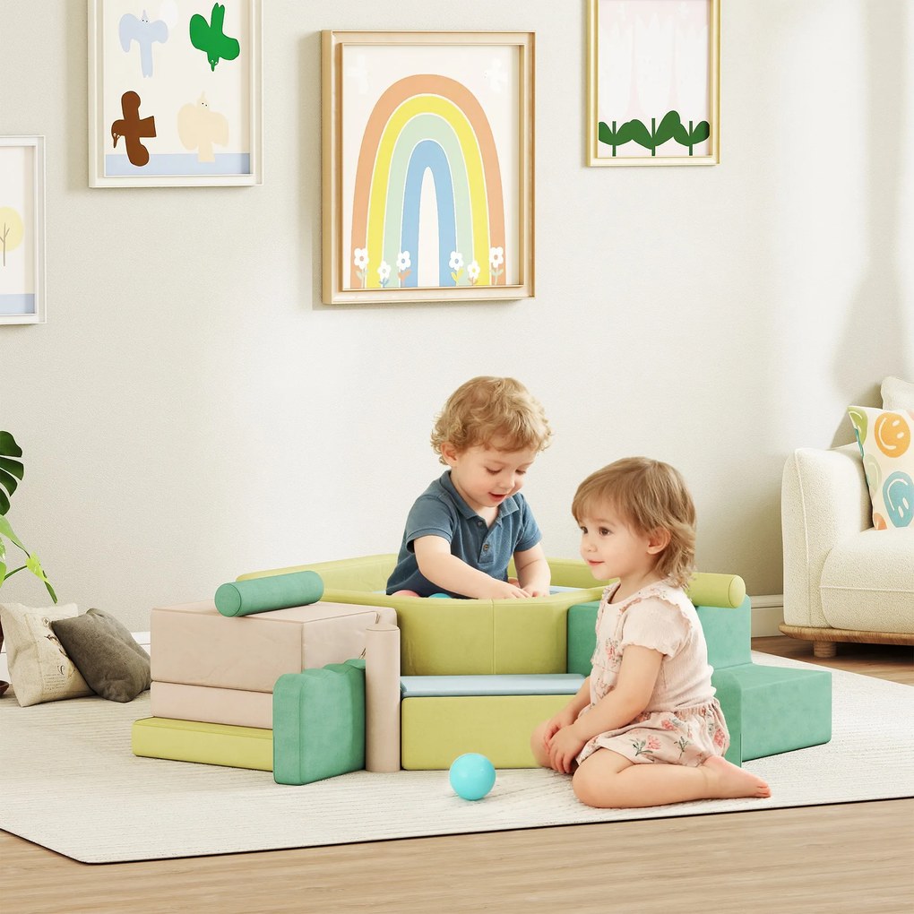 AIYAPLAY Circuit motricitate bebeluși modul motricitate bebeluși cu piscină de bile husă lavabilă 160 x 137,5 x 30 cm multicolor | Aosom Romania