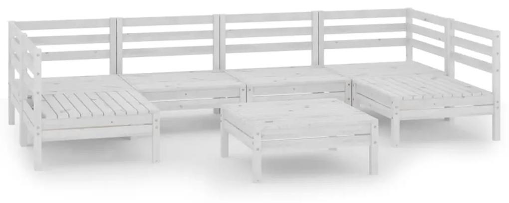 3083400 vidaXL Set mobilier de grădină, 7 piese, alb, lemn masiv de pin