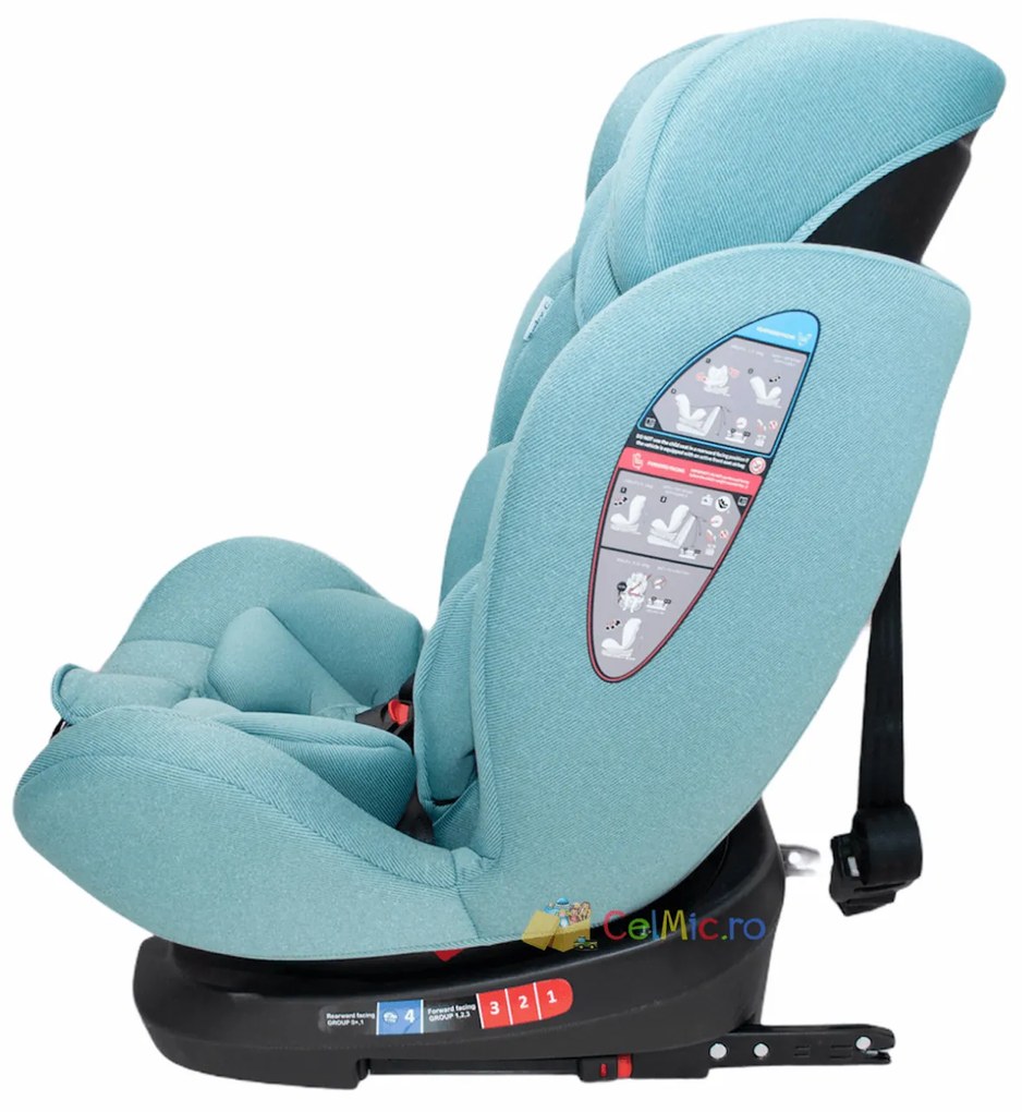 Scaun auto cu Isofix Baby Care, 0-36 Kg, rotire 360, Turquoise - SAB-14