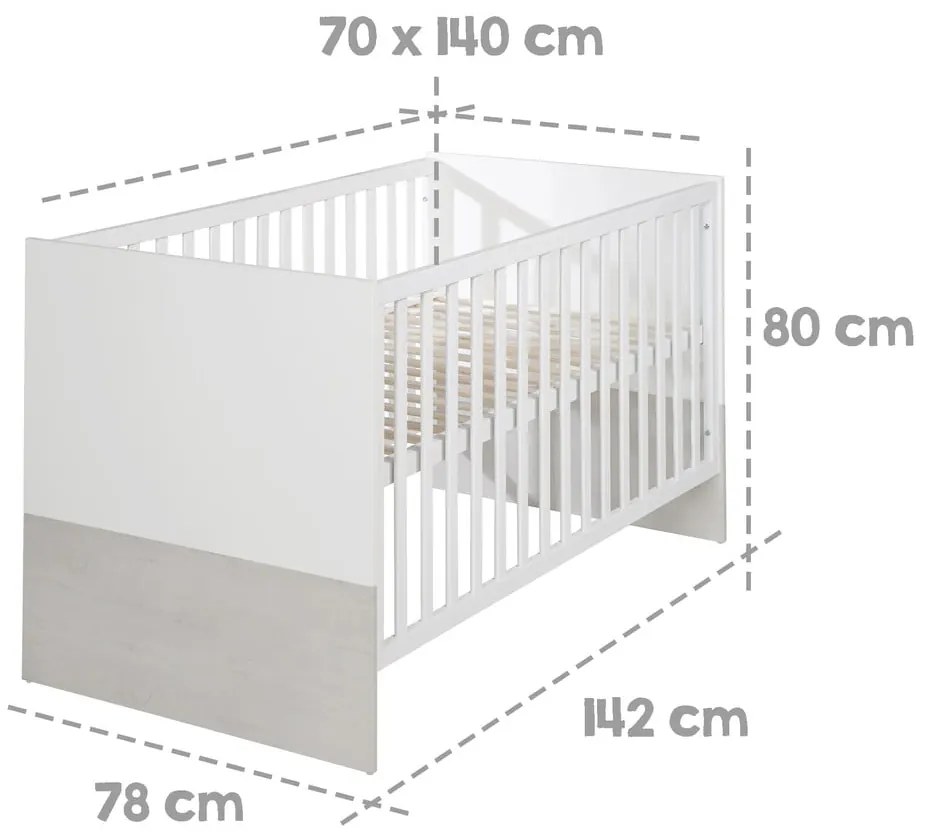 Pătuț alb-gri deschis 70x140 cm Julia – Roba