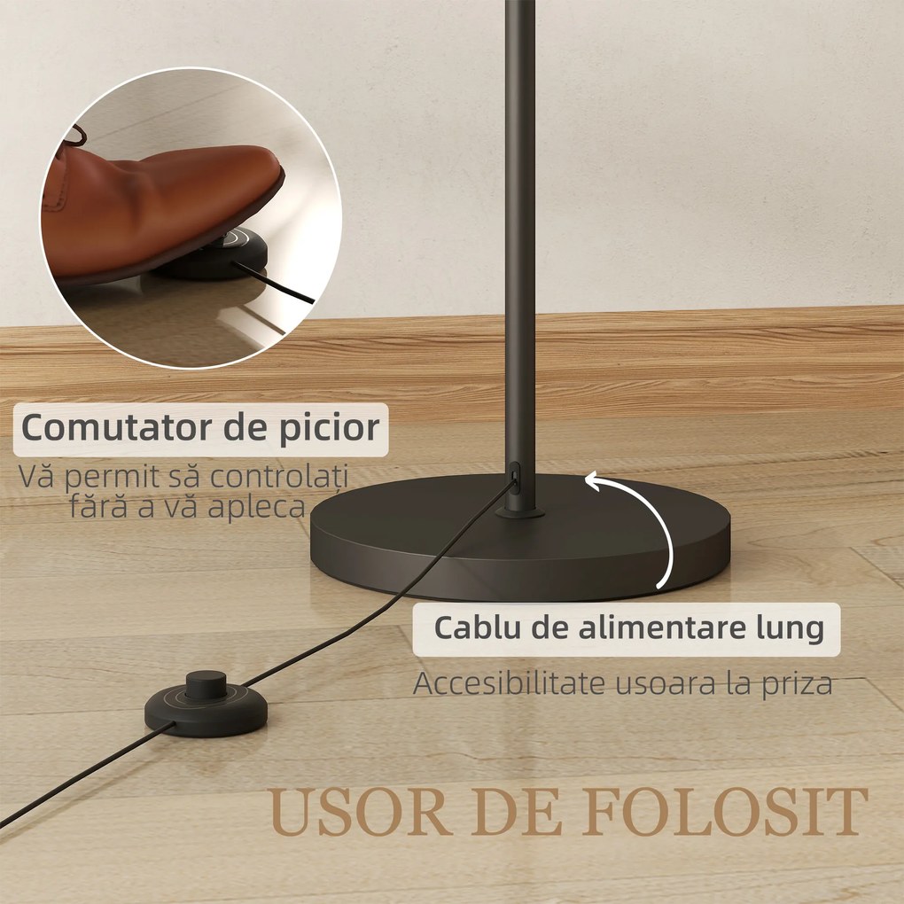 HOMCOM Lampada da Terra Regolabile Telecomando e Timer 1h Paralume Girevole Nero | Aosom Romania