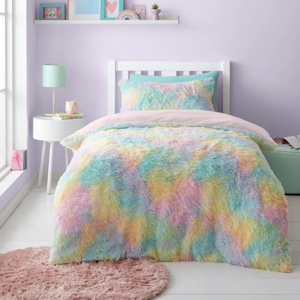Lenjerie de pat pentru copii din micropluș/cocolino pentru pat dublu/extinsă 230x220 cm Rainbow Cuddly – Catherine Lansfield