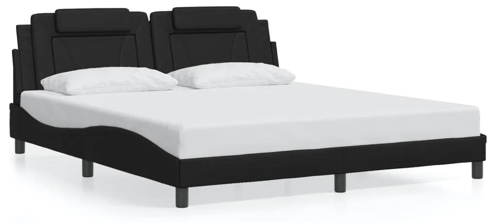 3208110 vidaXL Cadru de pat cu tăblie, negru, 180x200 cm, piele ecologică