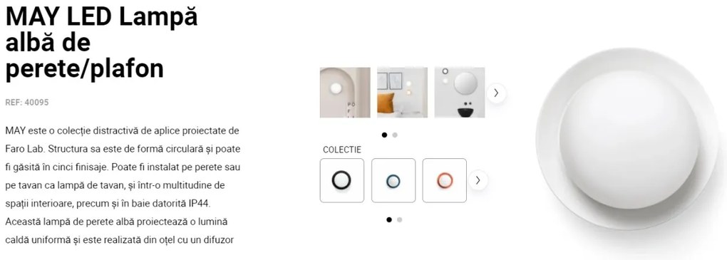 Mini Aplica LED de perete / tavan design modern IP44 MAY White