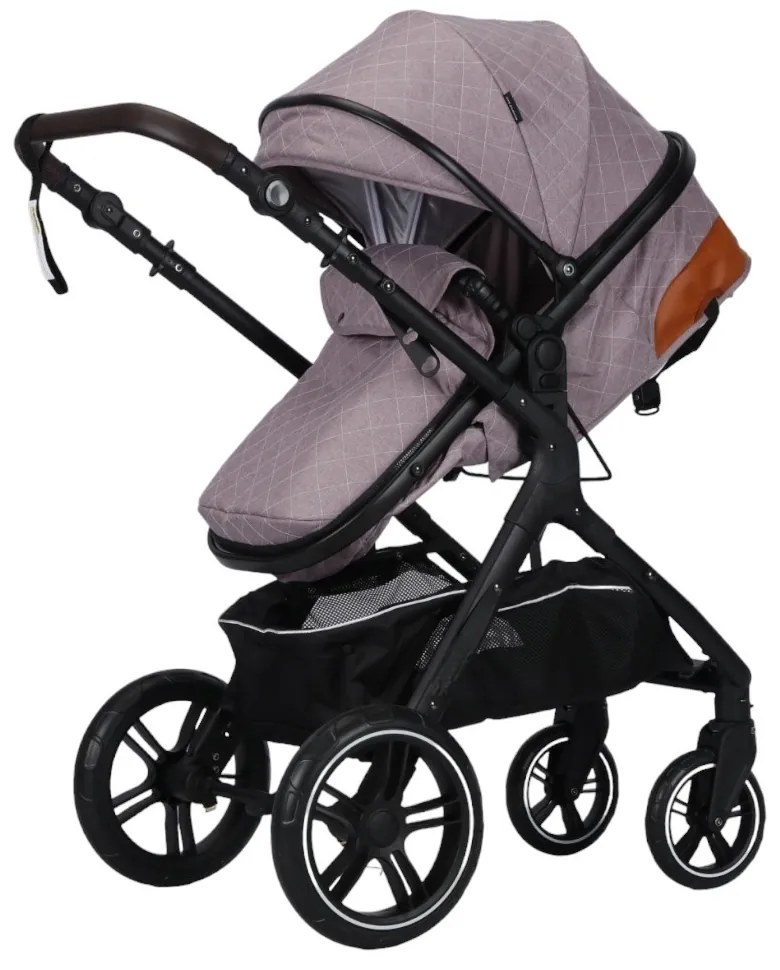 Carucior nou nascuti 2 in 1 NOVOKIDS™ X1000 series, Cu geanta bebe, Cadru Aluminiu, Amortizoare, Roti din cauciuc plin AVE, Landou, Spatar reglabil 3