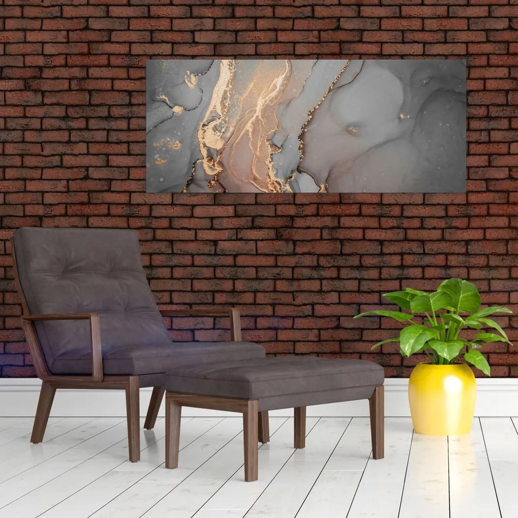 Tablou - Marmură gri-auriu (120x50 cm)