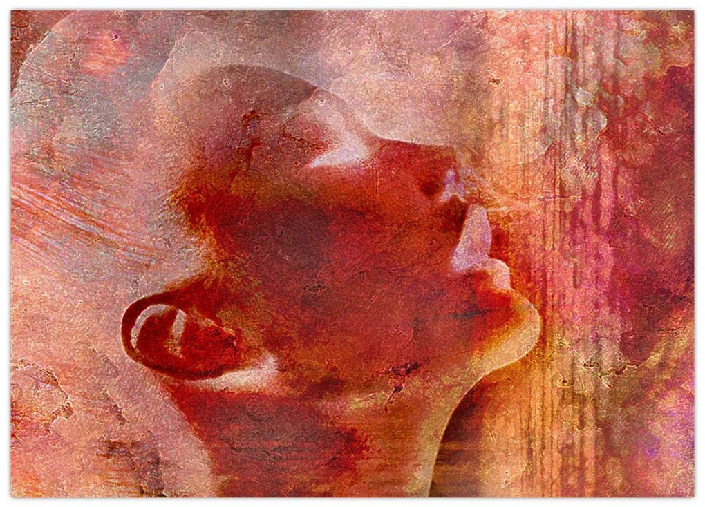 Tablou pe sticlă - Profilul feței feminine (70x50 cm)