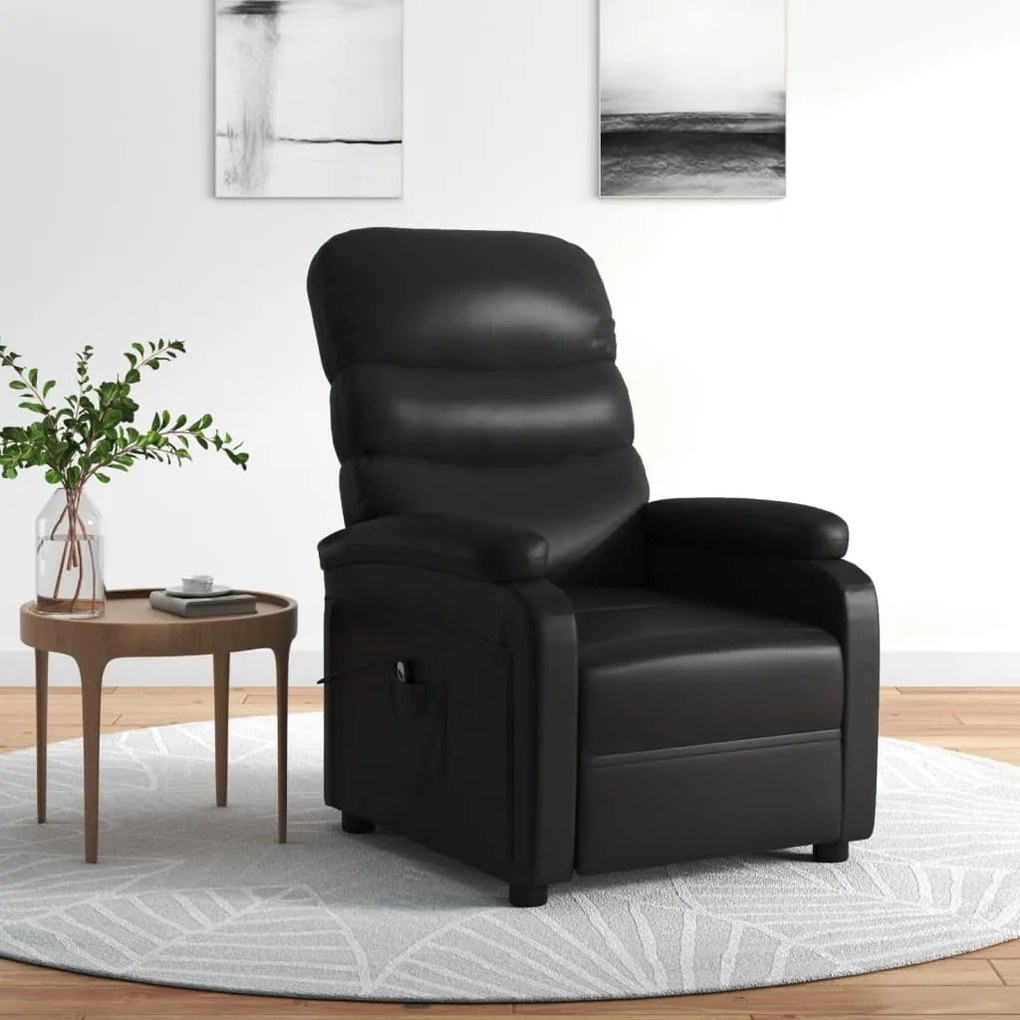 3073670 vidaXL Fotoliu rabatabil electric, negru, piele ecologică