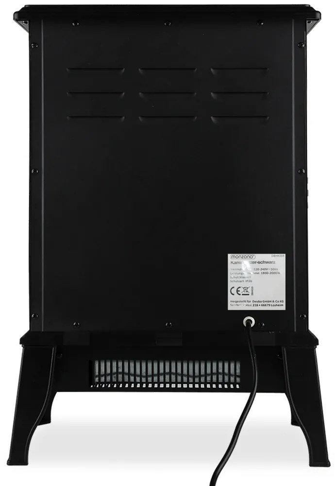 Deuba Semineu electric cu incalzire prin ventilator si foc 2000W Negru