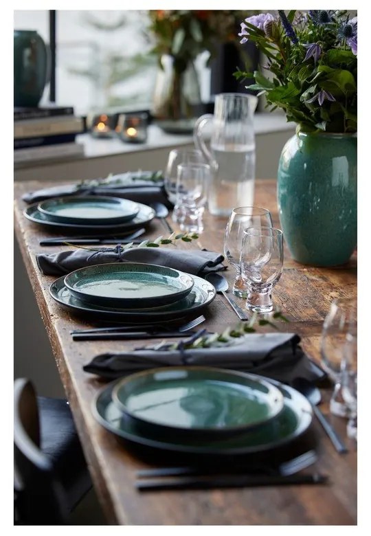 Farfurie verde/neagră din gresie ø 27 cm Gastro Green/Black – Bitz