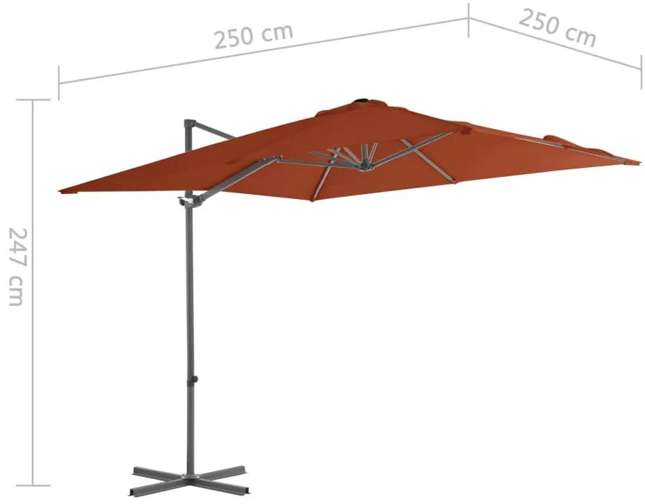 Umbrela in consola cu stalp din otel, caramiziu, 250x250 cm Terracota, 250 x 250 cm