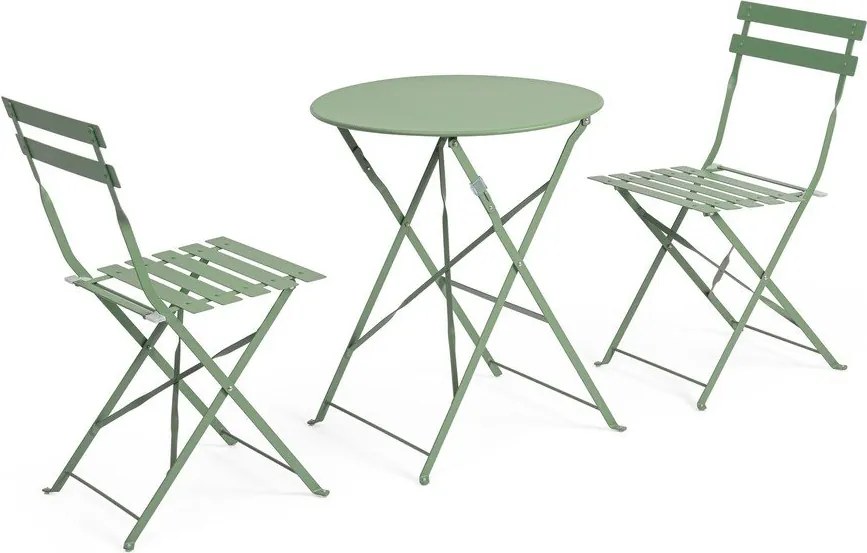 Set de dining pentru grădină verde salvie din oțel pentru 2 persoane Austin – Bizzotto