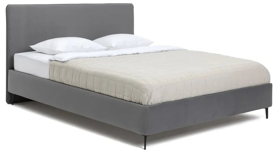 Pat dublu tapițat gri cu saltea/ grătar 180x200 cm Noira Slim - Bonami Selection
