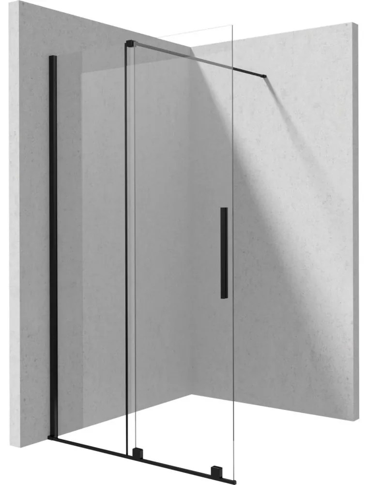 Paravan dus sticla securizata walk-in cu usa glisanta, 140x195 cm, negru mat, Deante Prizma Negru mat, 1400x1950 mm