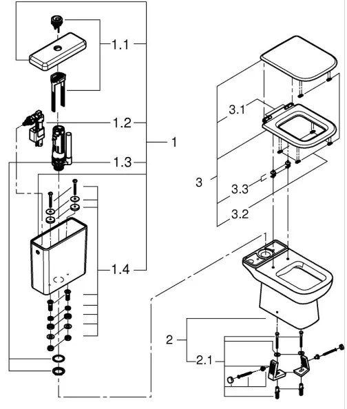 GROHE 39814000 - Set WC combinat START EDGE, 825 × 557 × 384 mm, ceramică/alb durabil