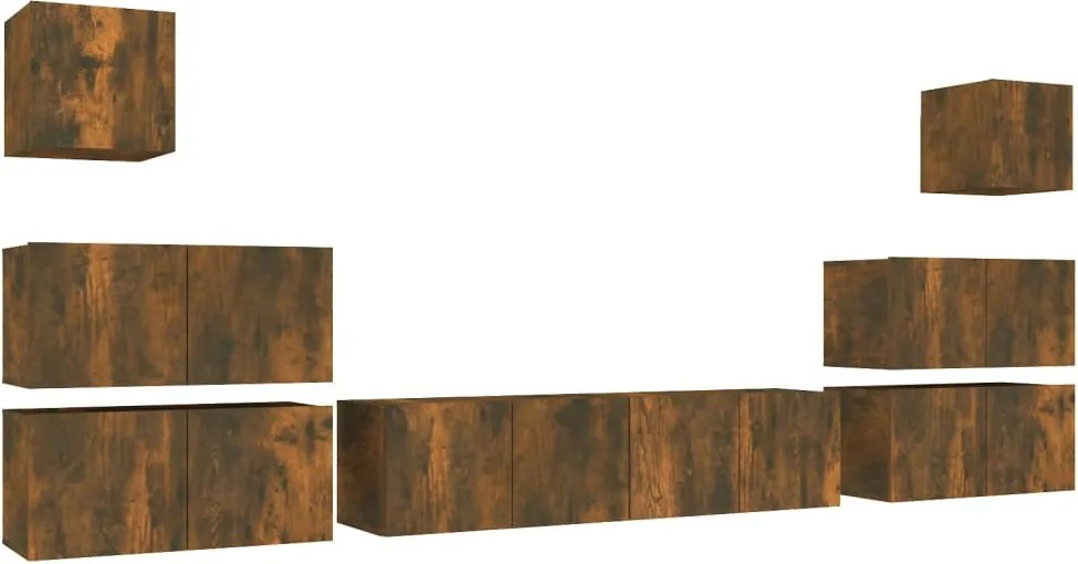 vidaXL Set dulap TV, 8 piese, stejar fumuriu, lemn prelucrat