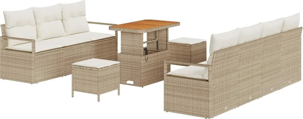 vidaXL Set de canapele pentru grădină cu pernă 10 pcs Bej și crem