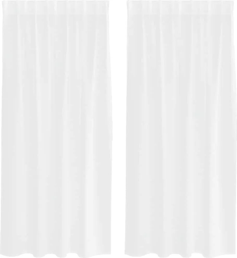vidaXL Cortină din Voile cu perdele 2 pcs Alb 175 x 140 cm Poliester