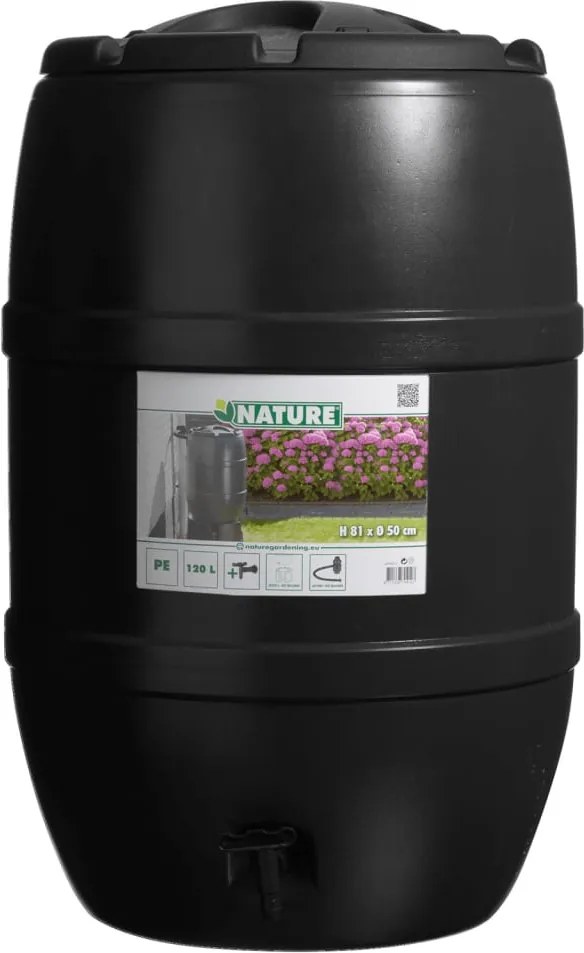 Nature Butoi pentru apă de ploaie, negru, 51x81 cm, 120 L