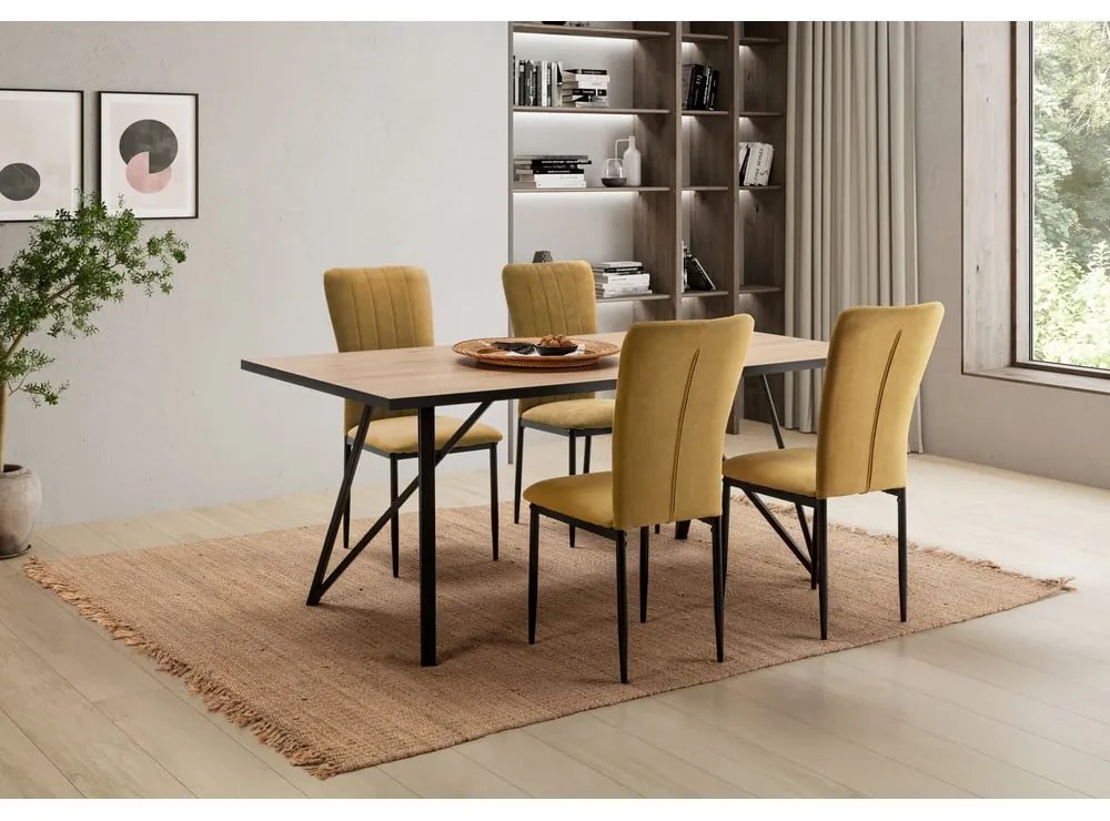 Scaune de dining galben-muștar 4 buc. Holly – Marckeric