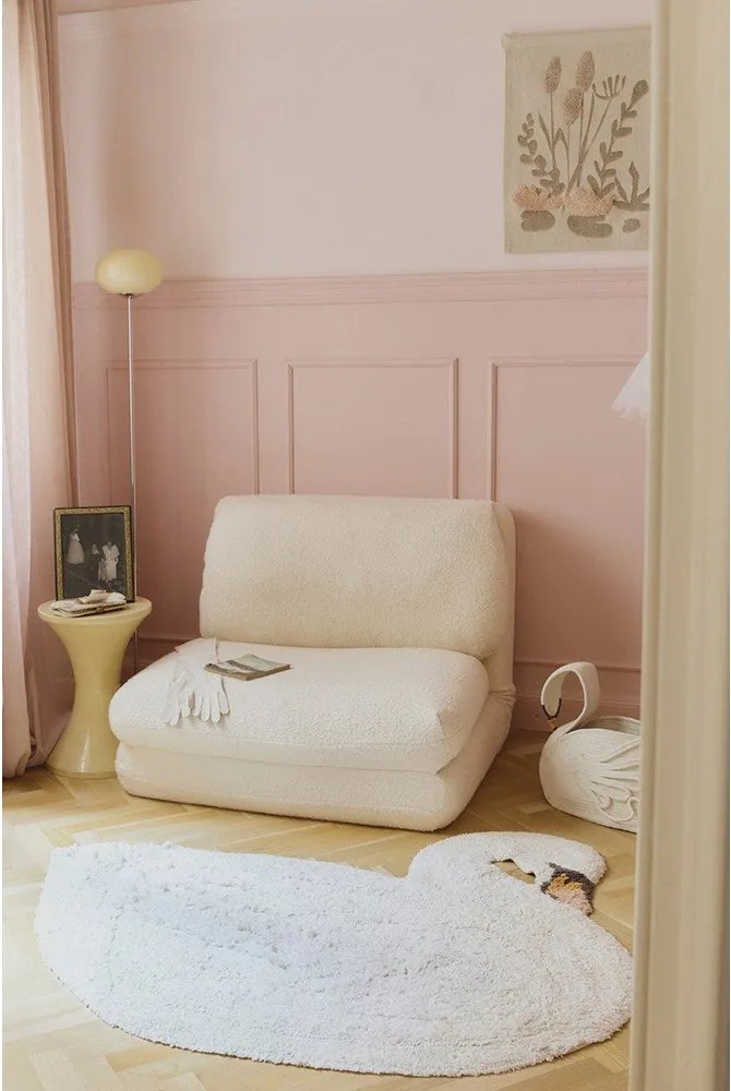 Covor pentru copii crem lavabil/țesut manual din bumbac 100x120 cm Swan – Lorena Canals