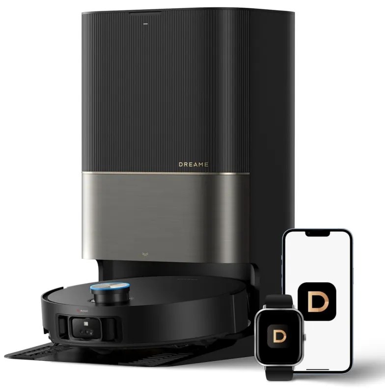 Aspirator robot Dreame X50 Ultra RLX85CE-6-BK, 20000 Pa, detectare AI a obstacolelor, navigare 360°, control vocal, sterilizare UV, negru/dorat