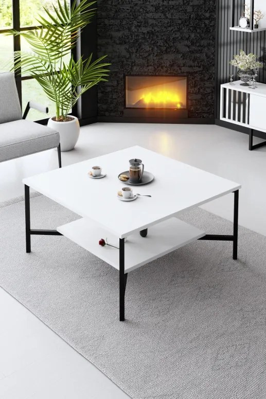 Set de mobilier pentru living Black, Alb- Negru