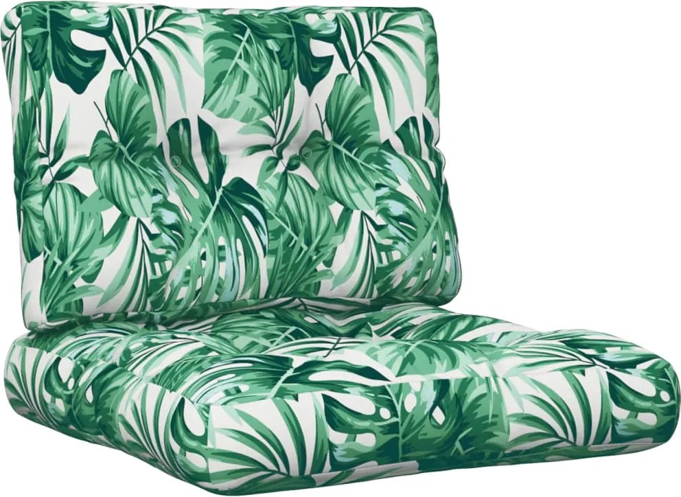 vidaXL Perne de paleți, 2 buc., model cu frunze, textil