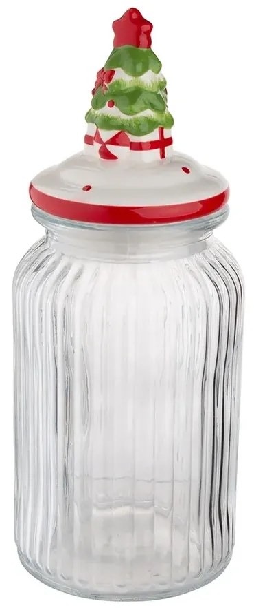 Altom Borcan de sticlă cu capac ceramic Pom deCrăciun 900 ml