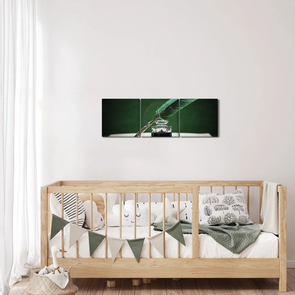 Tablou cu stilou sriind (cu ceas) (90x30 cm)