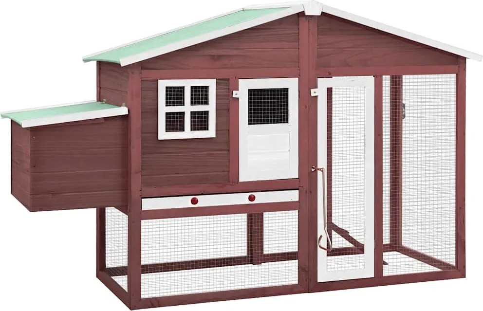 vidaXL Coteț de păsări cu un cuibar, cafeniu și alb, lemn masiv brad