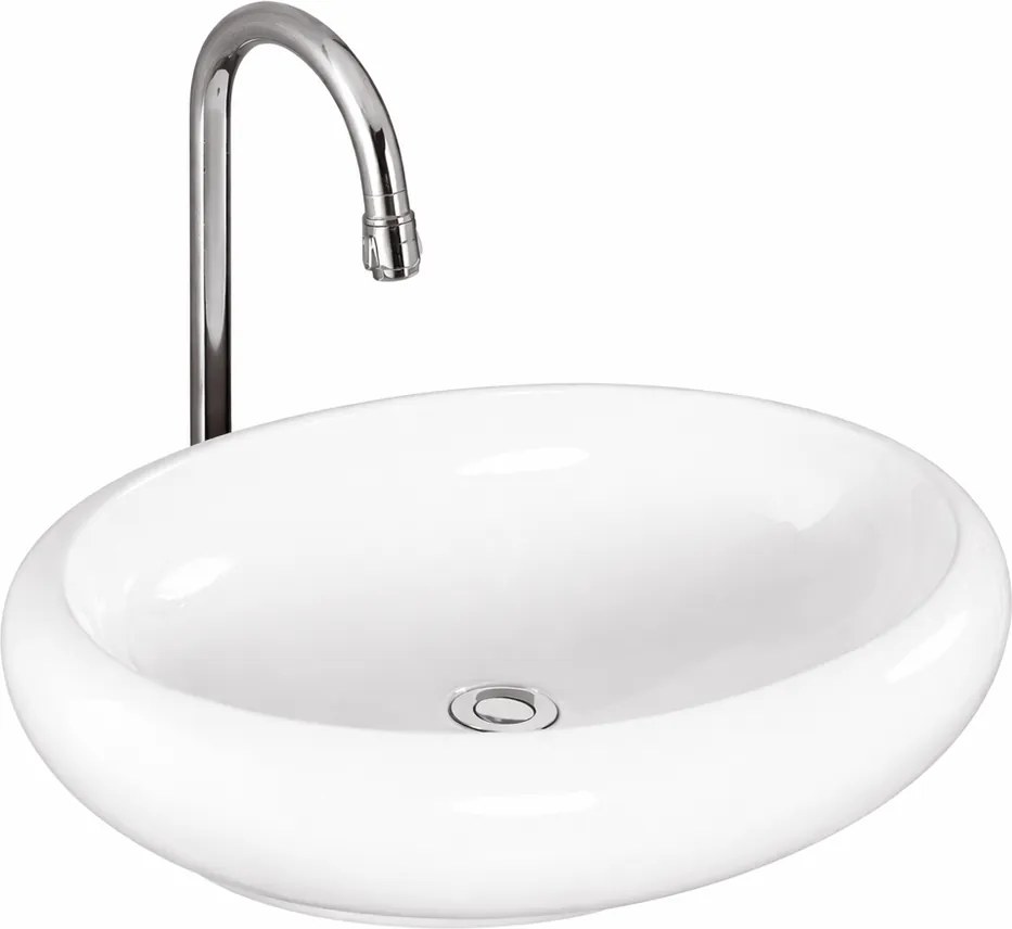 MERANO || Lavabou, de pus pe blat, ceramică, alb, oval