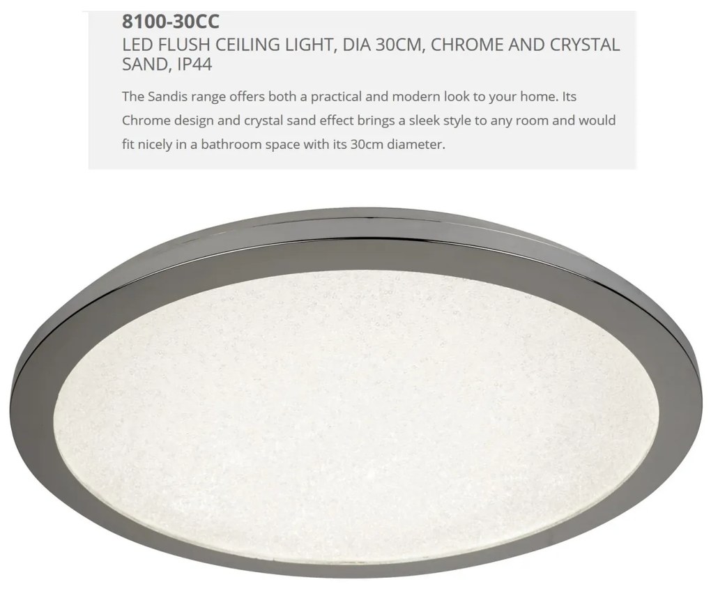Aplica LED de perete / tavan pentru baie IP44 Flush 30cm 8100-30CC SRT