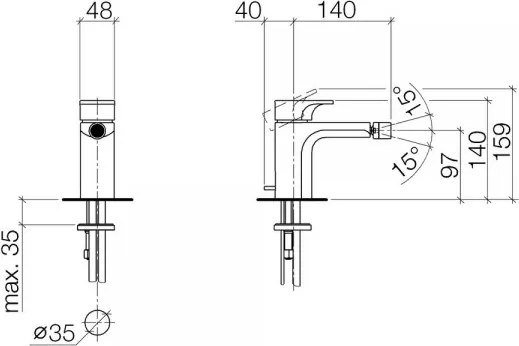 Baterie bideu cu ventil pop-up, Villeroy&amp;Boch Cult, negru, 33600960-33