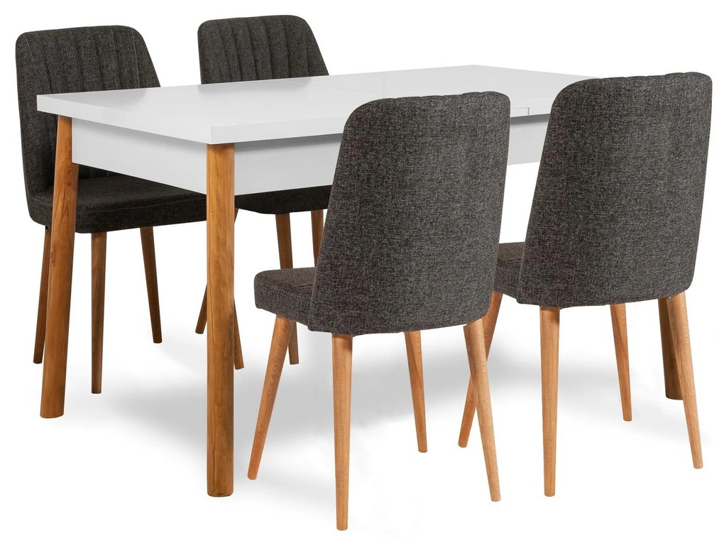 Set mobilier sufragerie Bimuvo 5 (pin atlantic + alb + antracit) (pentru 4 persoane). 1095053