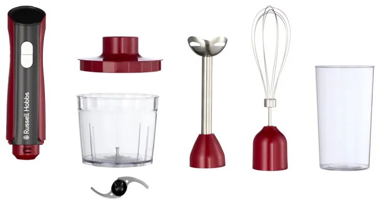 Blender 3 în 1 Russel Hobbs Desire 27140-56, 500W, 600+500 ml, 2 viteze + puls, Otel inoxidabil, Fara BPA, Rosu