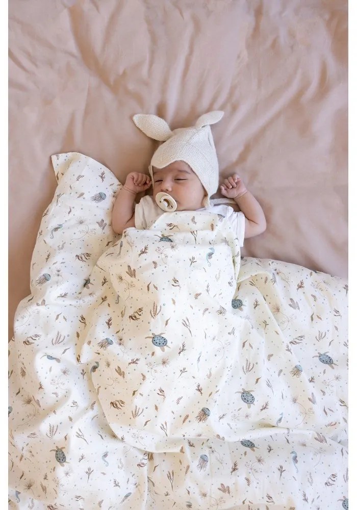 Lenjerie de pat pentru copii, galben-deschis din bumbac organic pentru pătuț 70x100 cm Sea Garden – Cam Cam Copenhagen