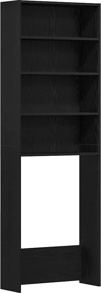 vidaXL Dulap pentru mașina de spălat Stejar Negru 64 x 24 x 190 cm