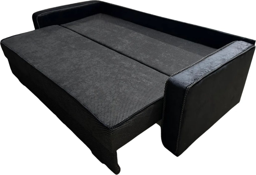 Canapea LARISA extensibila, 3 locuri, lada de depozitare, stofa negru, 220x95x85 Negru, Stofa