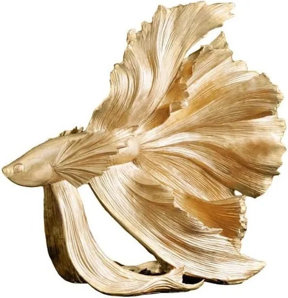 Statueta decorativa extravaganta Fisch Crowntail 65cm, auriu