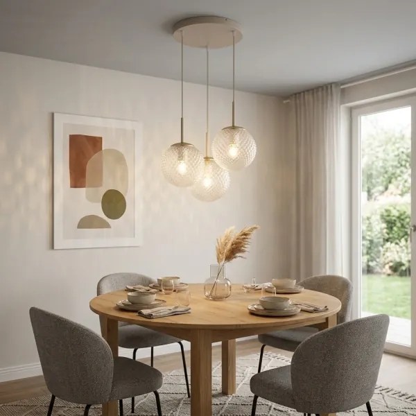 Brilagi - Lustră suspendată pe cablu STELLA 3xE27/60W/230V bej/auriu