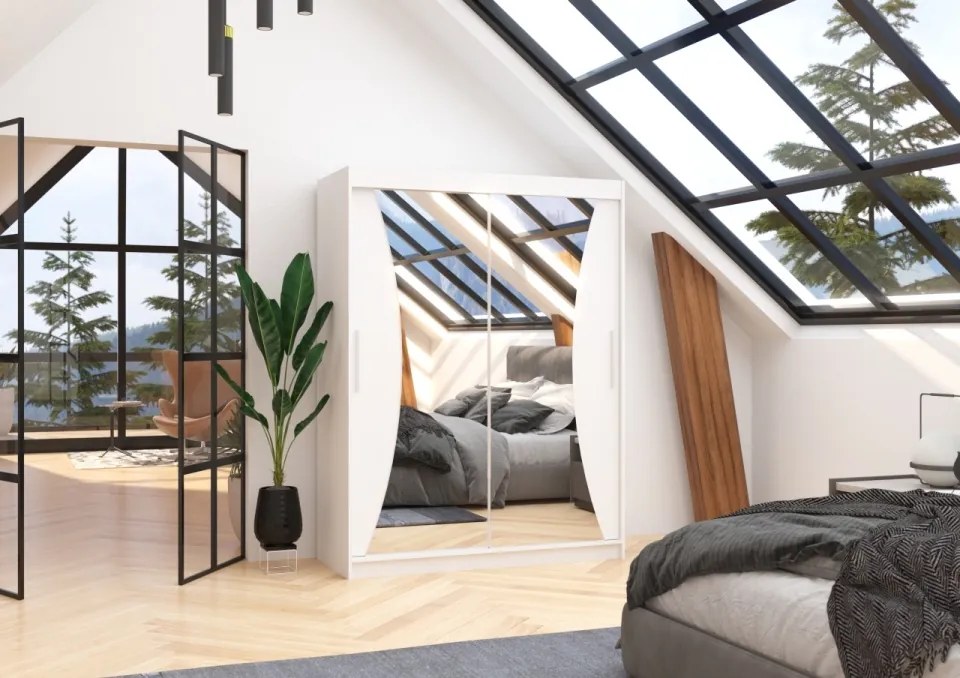 Dulap cu usi glisante si oglinda 150x200 cm, Max, ADRK Furniture (Culoare: Ciocolata)