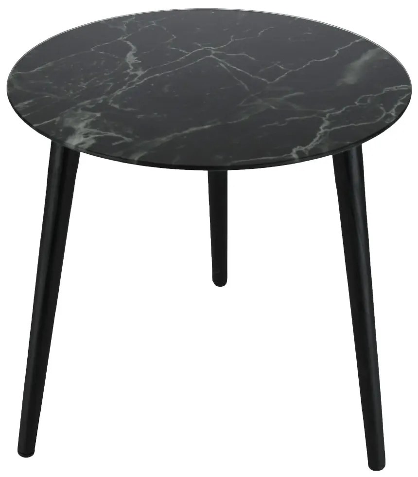 Masuta rotunda neagra 40x45 cm Lemn/Sticla