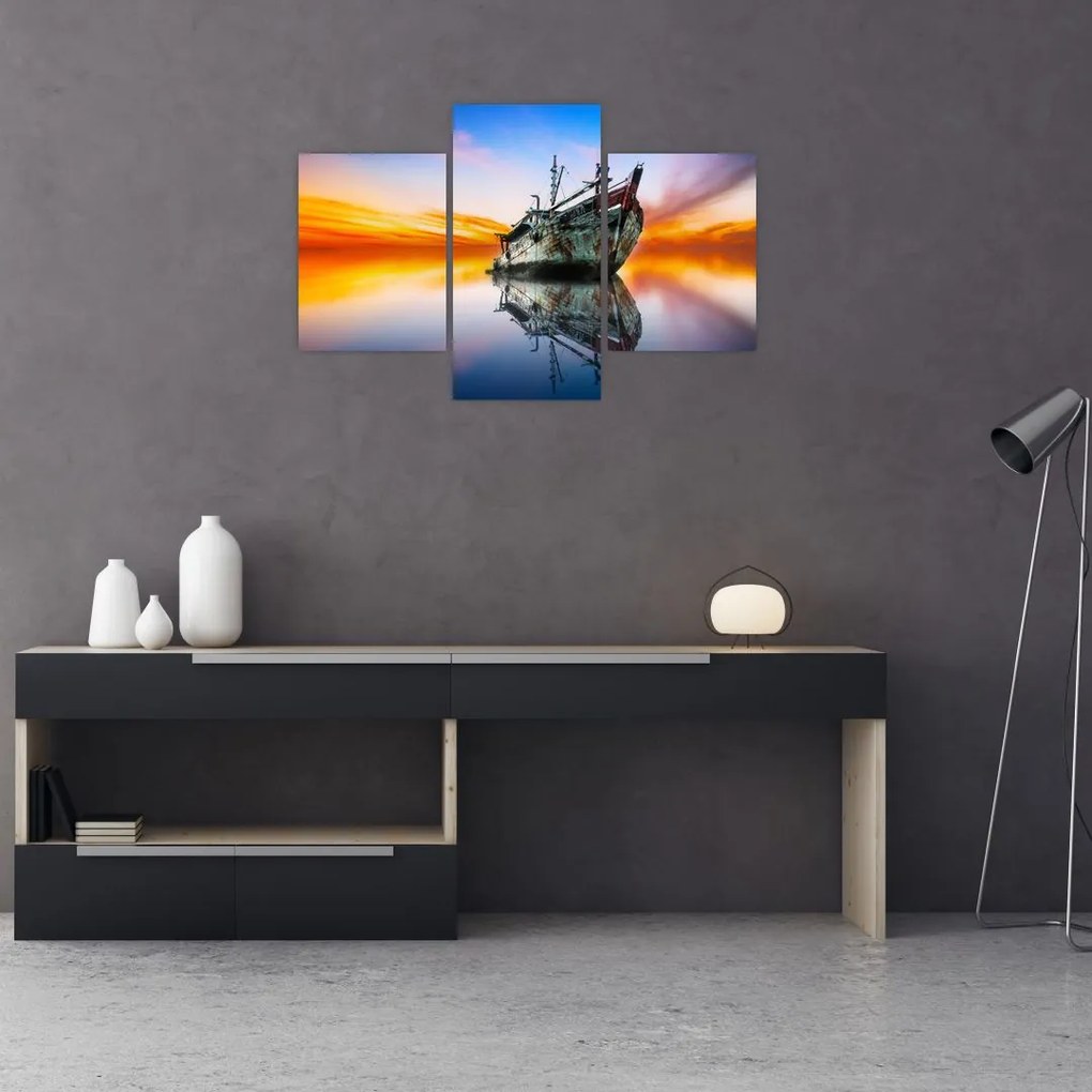 Tablou - Zori peste un naufragiu (90x60 cm)
